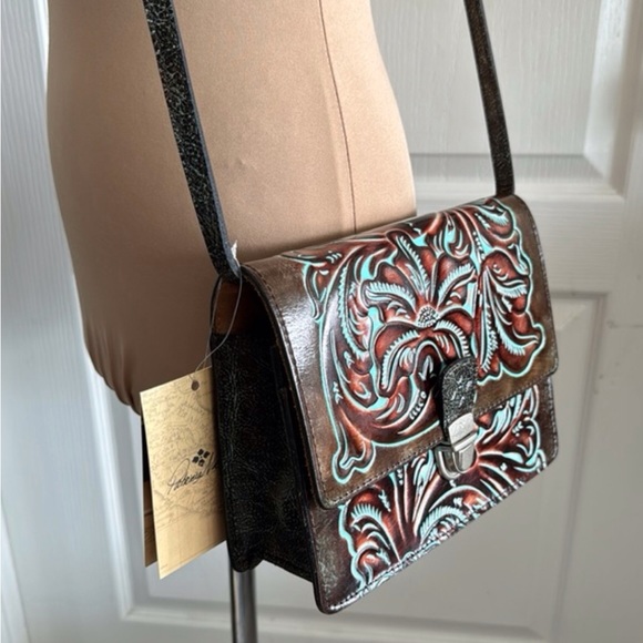 Patricia Nash Locri C/B Turquoise Hand Tooled Leather crossbody Handbag - Picture 3 of 15